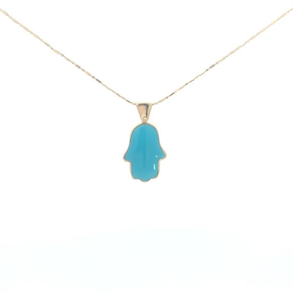 Jewelry - 18K Turquoise Hamsa Hand Pendant Necklace